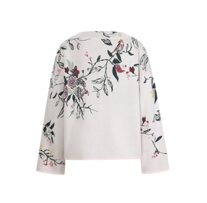 BOAT-NECK PULLOVER - FLORAL PATTERN WHITE