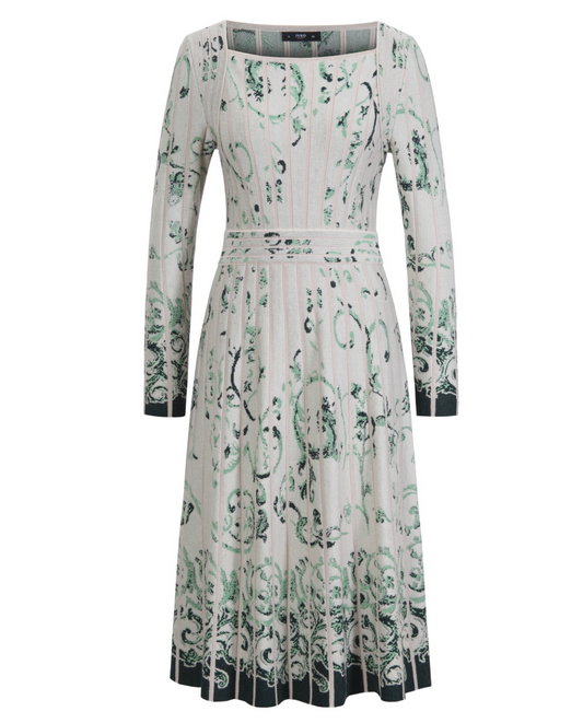 JACQUARD DRESS - ILLUMINATION PATTERN OFF WHITE
