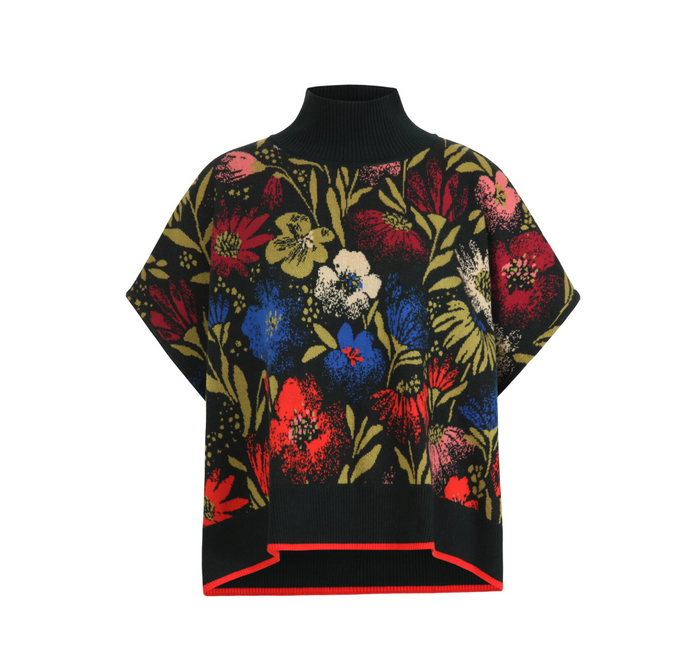PONCHO - FLORAL PATTERN FOREST