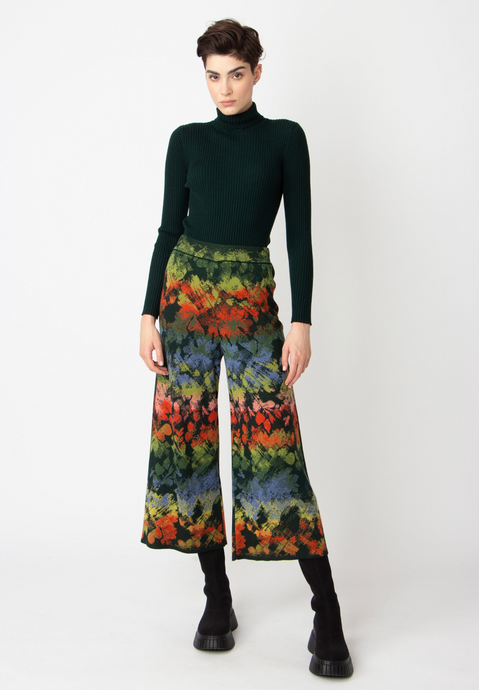 JACQUARD PANTS - CAMOUFLAGE PATTERN FOREST