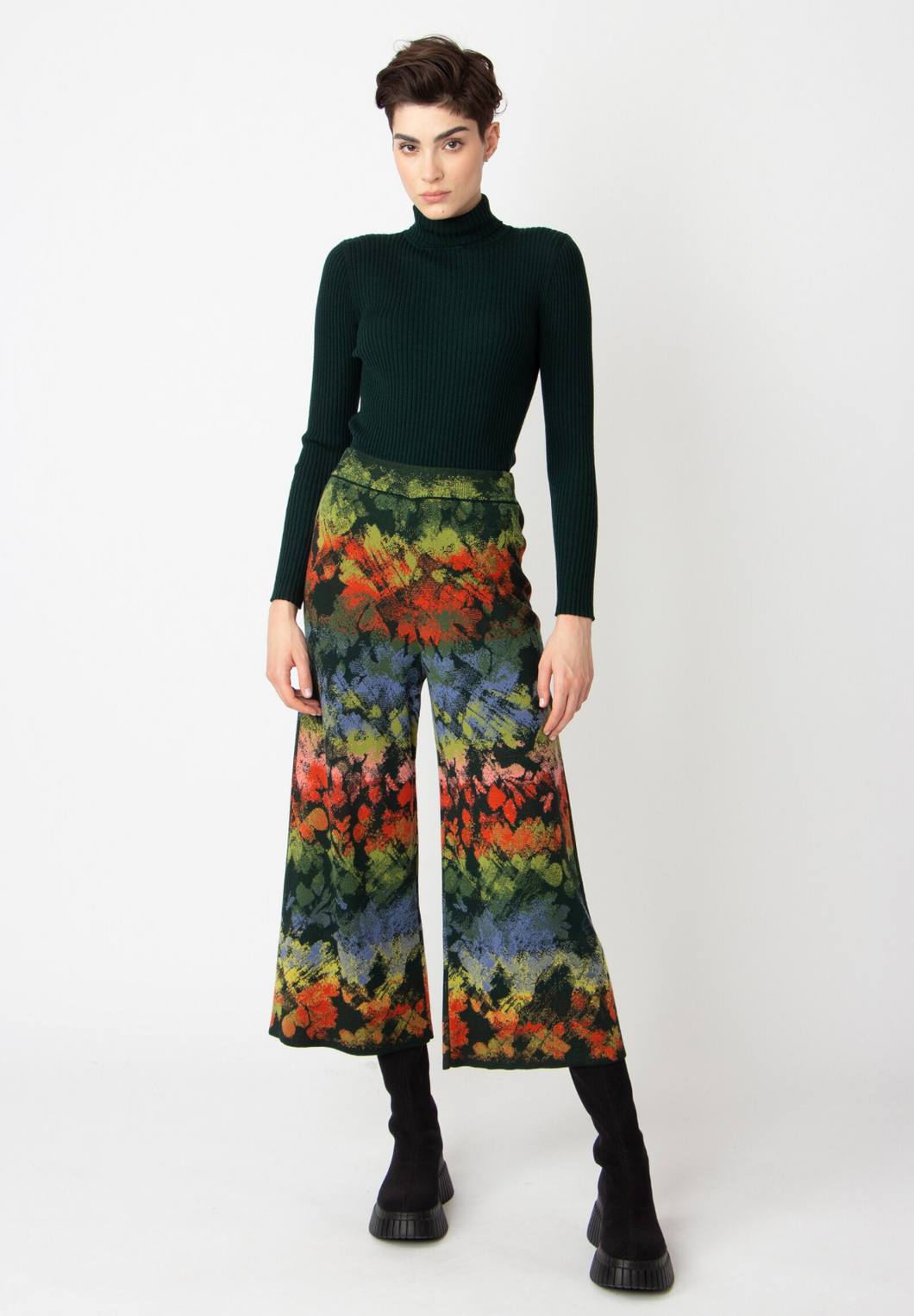 JACQUARD PANTS - CAMOUFLAGE PATTERN FOREST