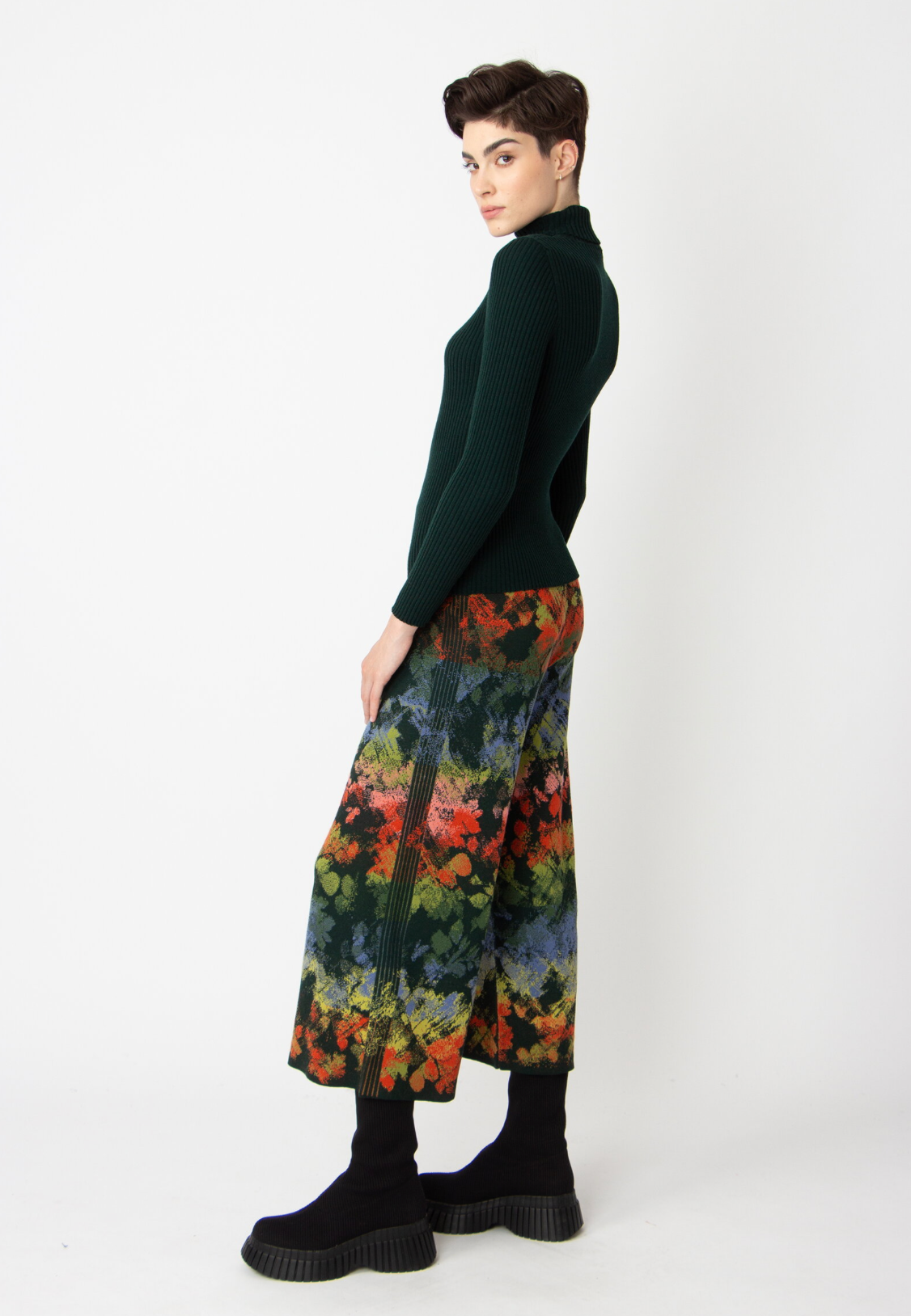 JACQUARD PANTS - CAMOUFLAGE PATTERN FOREST