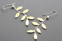 Load image into Gallery viewer, 6 LEAF CURVED BRASS &amp; SILVER EARRINGS