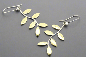 6 LEAF CURVED BRASS & SILVER EARRINGS