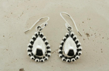 Load image into Gallery viewer, BEADED TEARDROP DROP SILVER EARRINGS