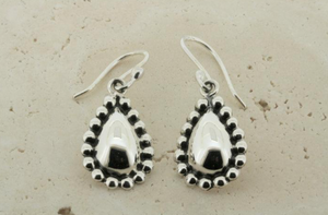 BEADED TEARDROP DROP SILVER EARRINGS