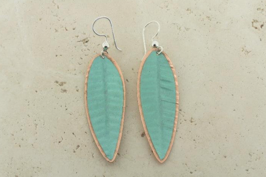 LONG LEAF COPPER PATINA EARRINGS