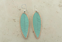 Load image into Gallery viewer, LONG LEAF COPPER PATINA EARRINGS