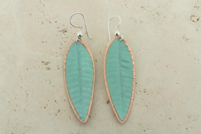 LONG LEAF COPPER PATINA EARRINGS