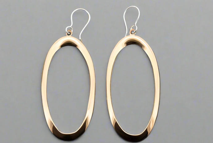 NARROW COPPER OVAL DROP EARRINGS
