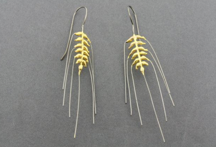 OXIDISED SILVER & GOLD PLATED WHEAT EARRINGS