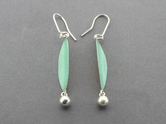 LEAF AND BALL EARRINGS - COPPER PATINA & SILVER