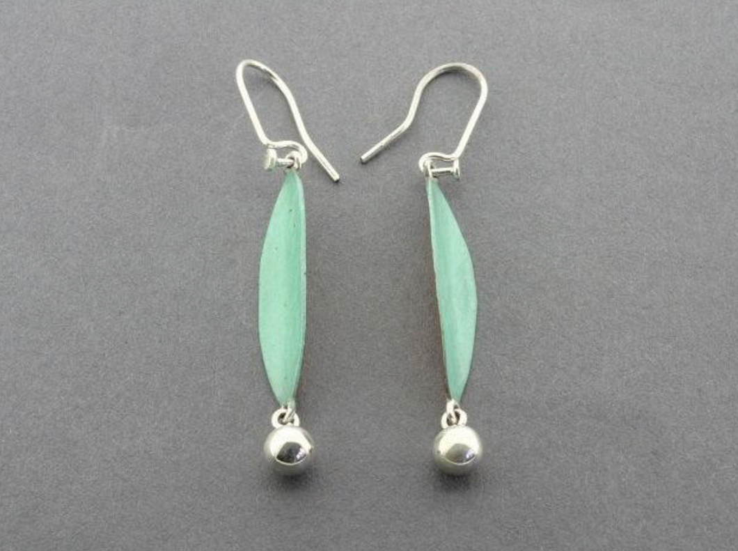 LEAF AND BALL EARRINGS - COPPER PATINA & SILVER