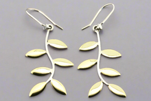 Load image into Gallery viewer, 6 LEAF CURVED BRASS &amp; SILVER EARRINGS