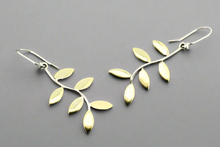 Load image into Gallery viewer, 6 LEAF CURVED BRASS &amp; SILVER EARRINGS