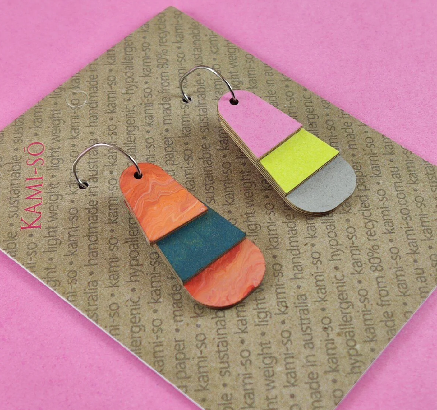 RECYCLED PAPER REVERSIBLE EARRINGS - TRIANGLE