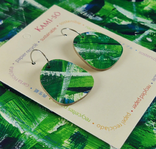 RECYCLED PAPER SQUARE EARRINGS