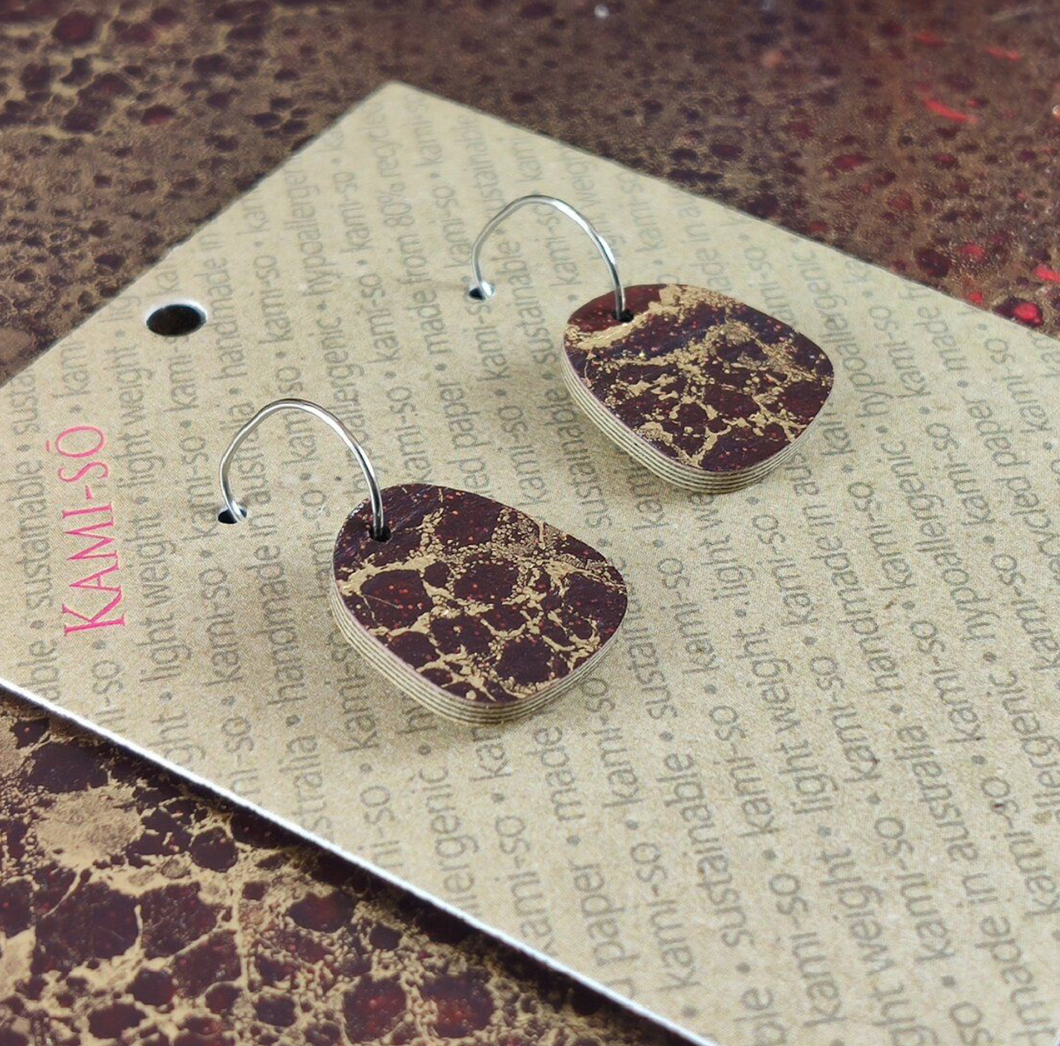 RECYCLED PAPER MINI SQUARE EARRINGS