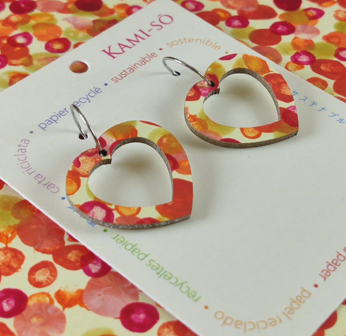 RECYCLED PAPER MINI HOOP & HEART EARRINGS