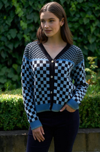 Load image into Gallery viewer, CHECKMATE CARDIGAN - NAVY MIX
