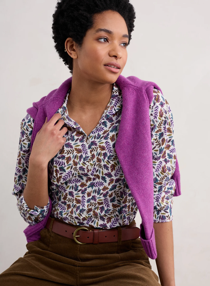 LARISSA SHIRT - SUNLIT LEAVES CHALK