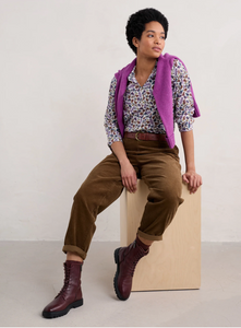 LARISSA SHIRT - SUNLIT LEAVES CHALK