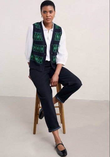 PARTRIDGE WAISTCOAT VEST - PORCELAIN MARITIME HEDGEROW