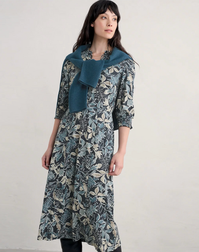 FOXTROT DRESS - INKED FOLIAGE DUSKY JADE