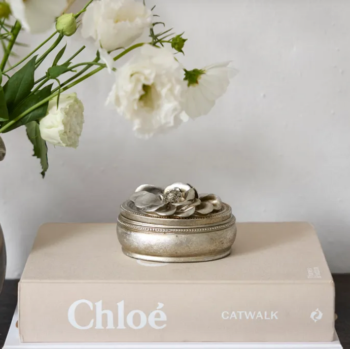 GARDENIA OVAL PEWTER TRINKET BOX