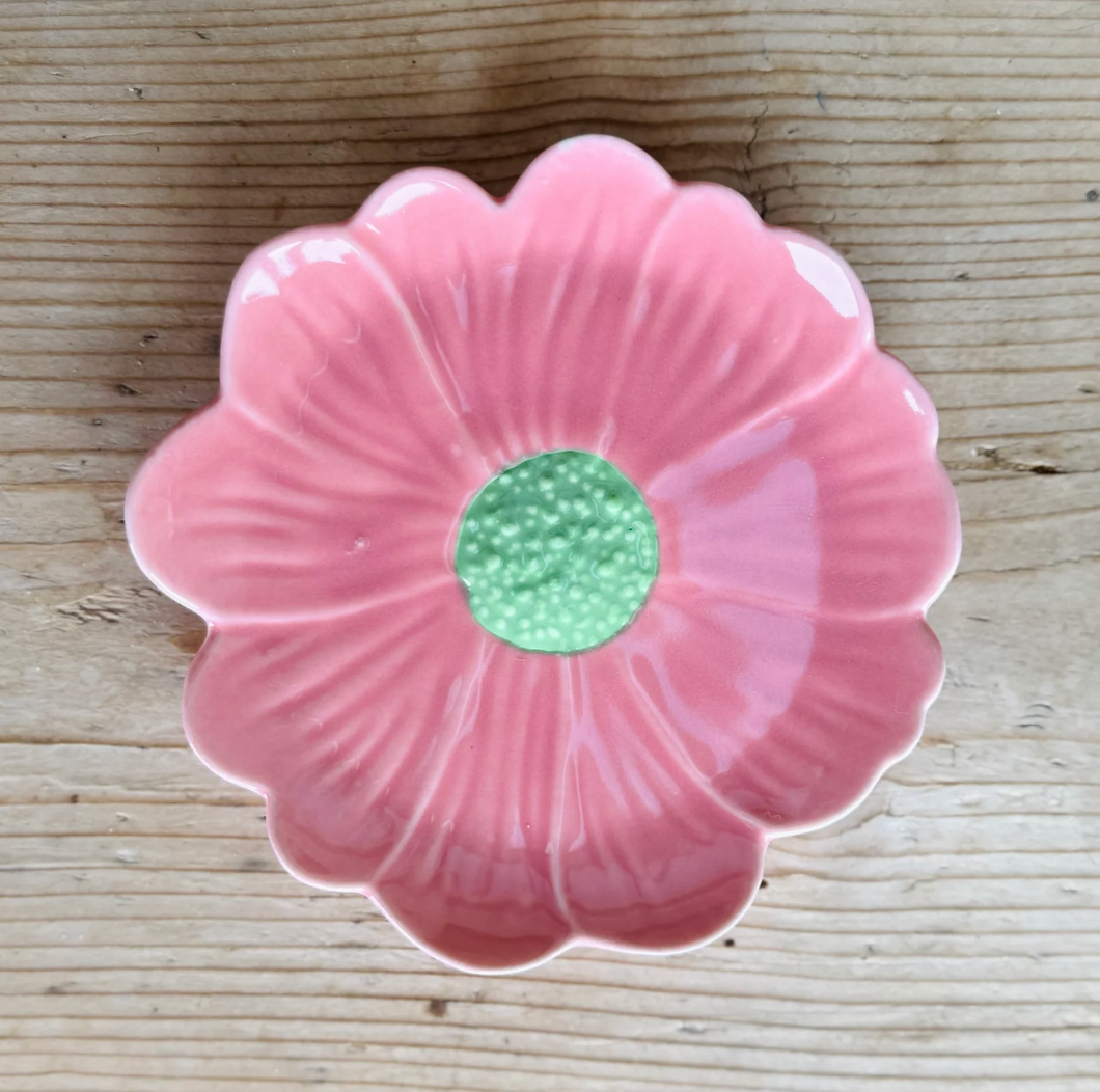 FLOWER TRINKET DISH - PINK & GREEN