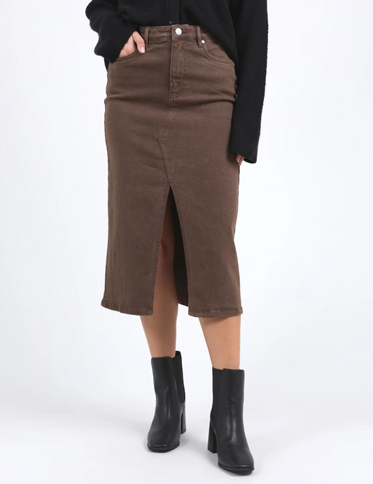 SCOUT MIDI SKIRT - CHOCOLATE