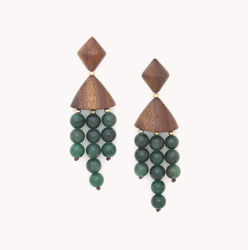 3 ROWS POST ADVENTURINE EARRINGS