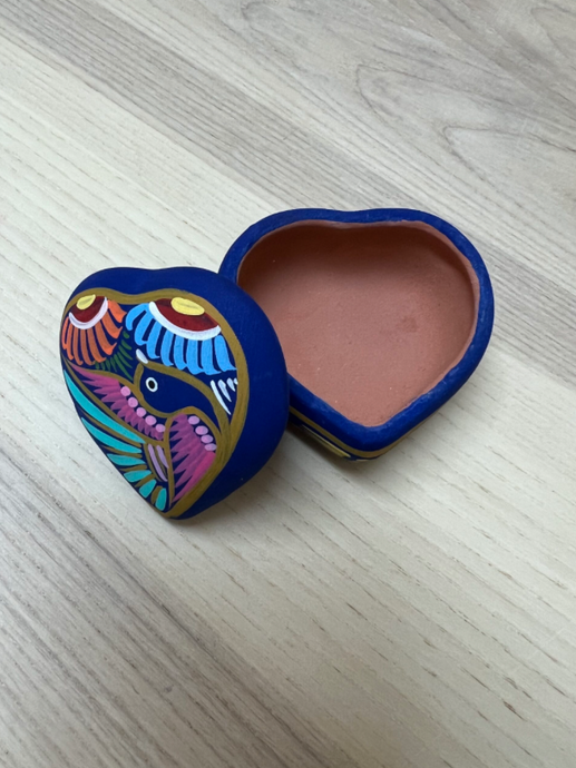MEXICAN TERRACOTTA HAND PAINTEDTRINKET BOX