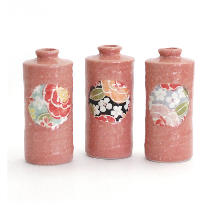 JAPANESE BUD VASE - PINK HANA BANA CYLINDER