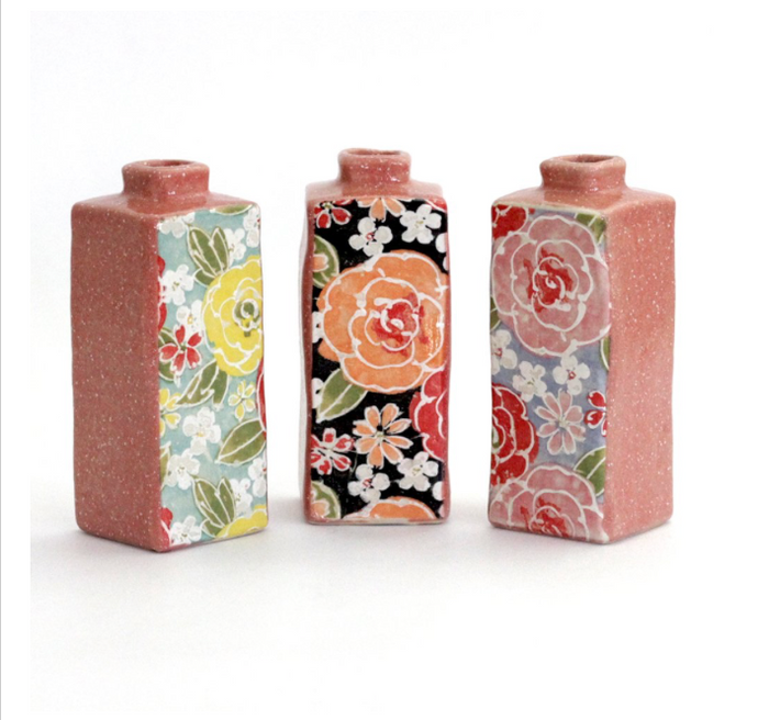 JAPANESE BUD VASE - PINK HANA BANA RECTANGLE