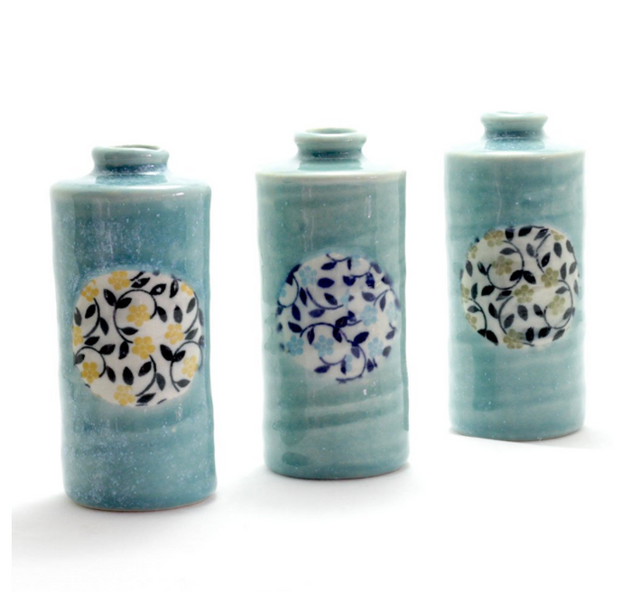 JAPANESE BUD VASE - BLUE MIZU HANA CYLINDER