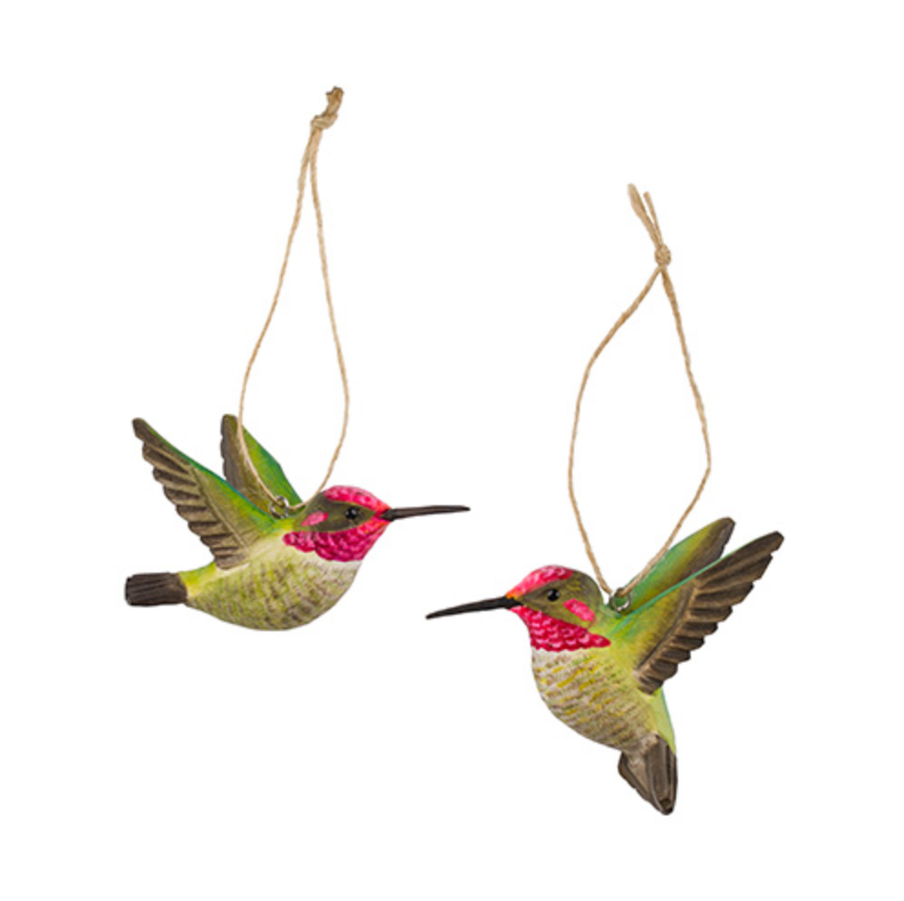 ANNA'S HUMMINGBIRD HANDCARVED DECO