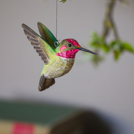 ANNA'S HUMMINGBIRD HANDCARVED DECO