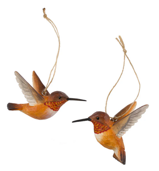 RUFOUS HUMMINGBIRD HANDCARVED DECO