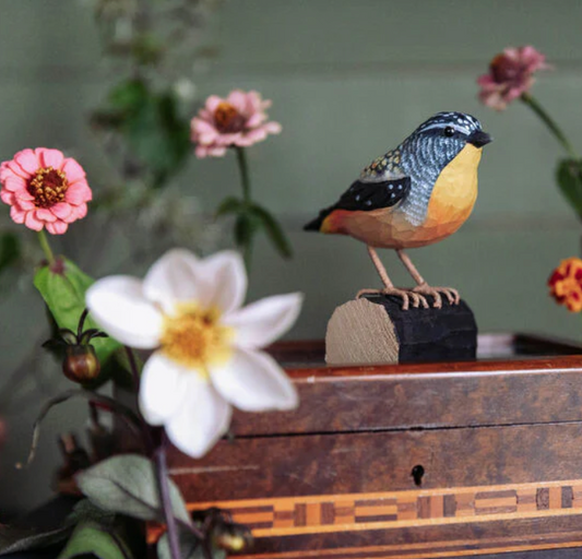 SPOTTED PARDALOTE HANDCARVED DECO BIRD