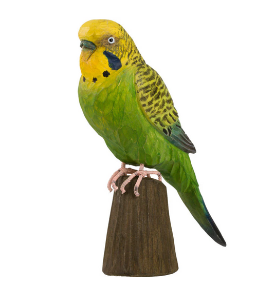 BUDGERIGAR HANDCARVED DECO BIRD