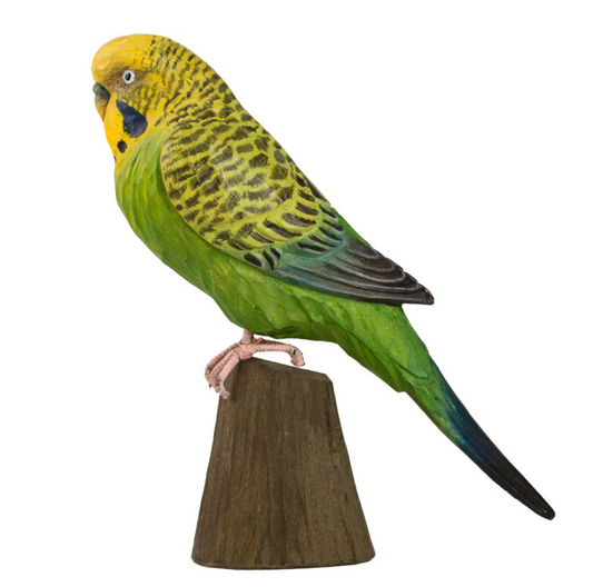 BUDGERIGAR HANDCARVED DECO BIRD