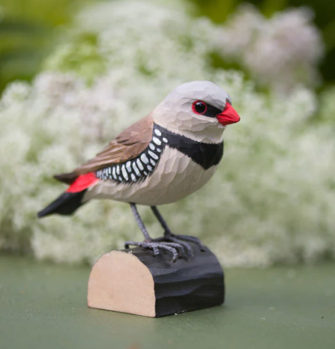 DIAMOND FIRETAIL HANDCARVED DECO BIRD