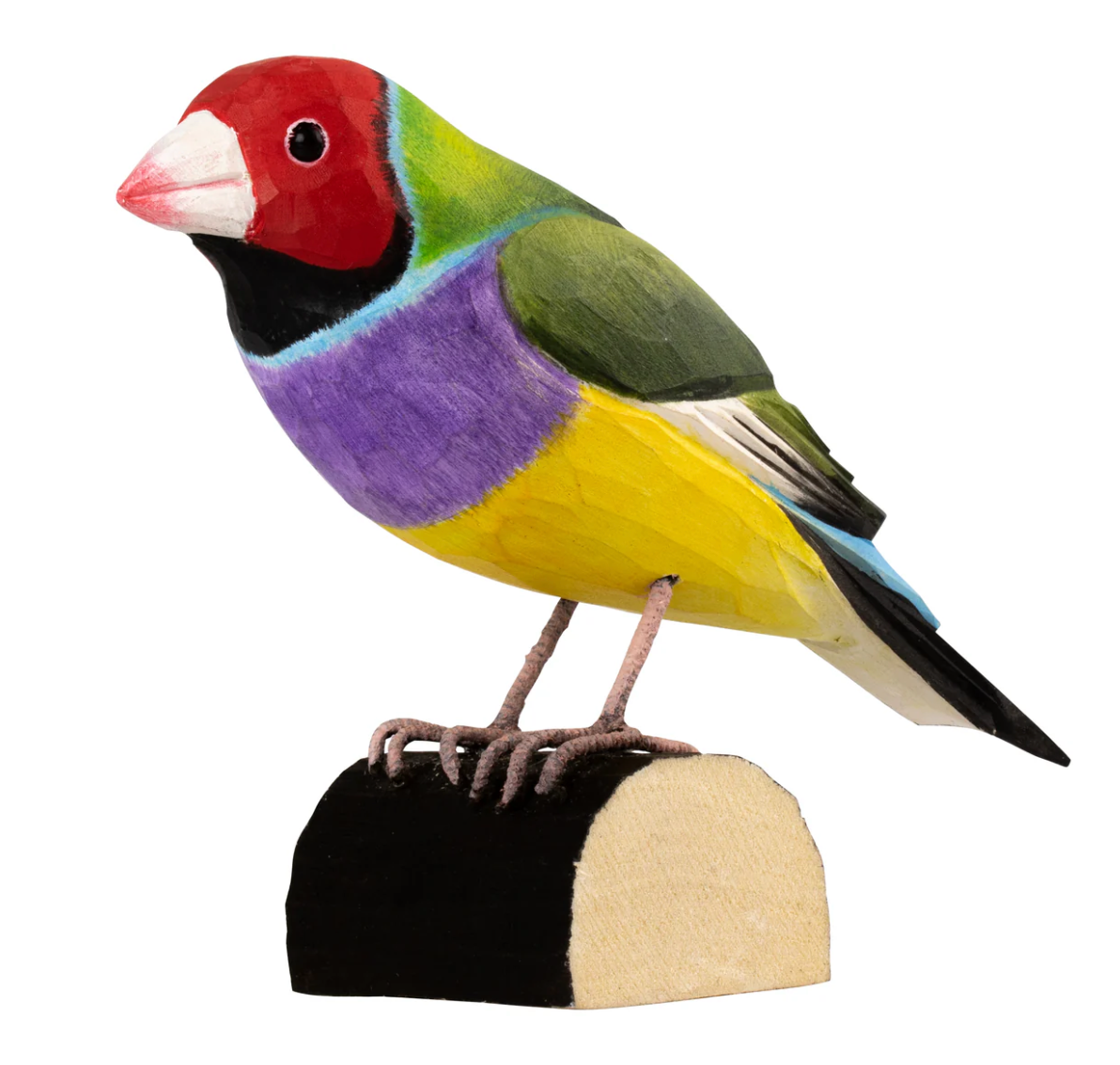 GOULDIAN FINCH HANDCARVED DECO BIRD