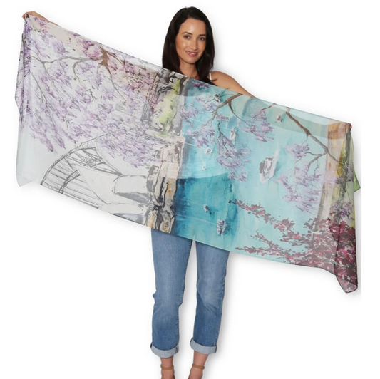 THE ARTIST’S LABEL SCARF - SILK - SYDNEY HARBOUR IN SPRING
