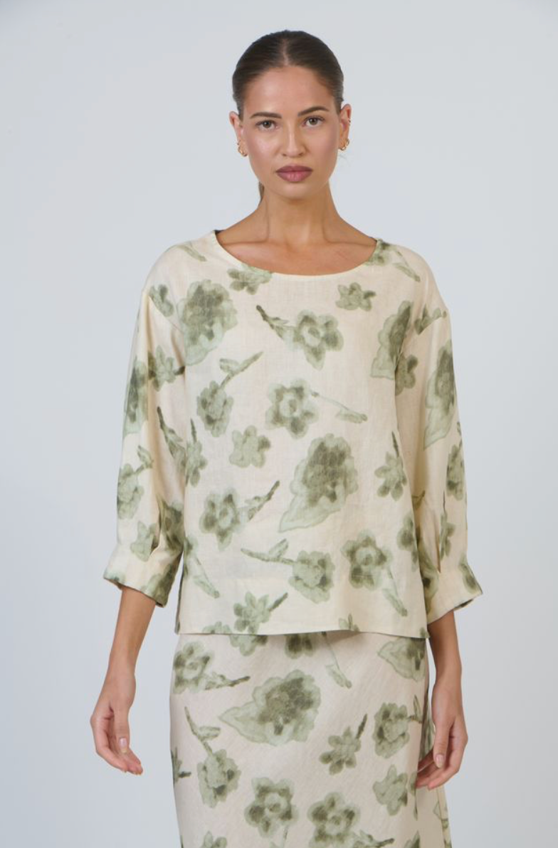 LINEN BLOUSE - PATINA PETALS