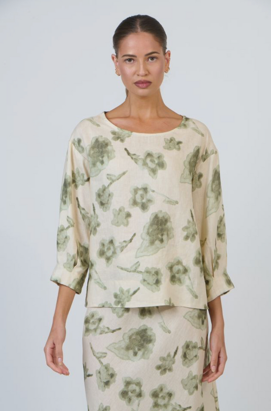 LINEN BLOUSE - PATINA PETALS