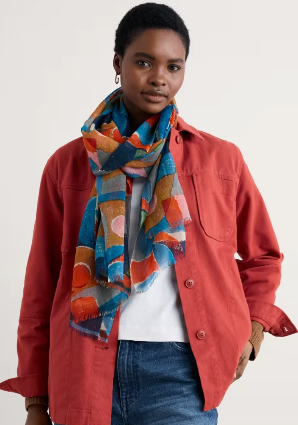PRETTY PRINTED SCARF - PENWITH ABSTRACT SQUAIL