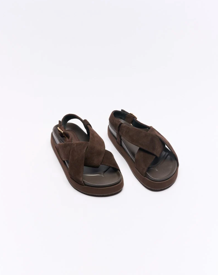 MYA LEATHER SANDALS - CHOCOLATE