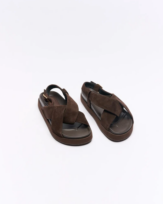 MYA LEATHER SANDALS - CHOCOLATE